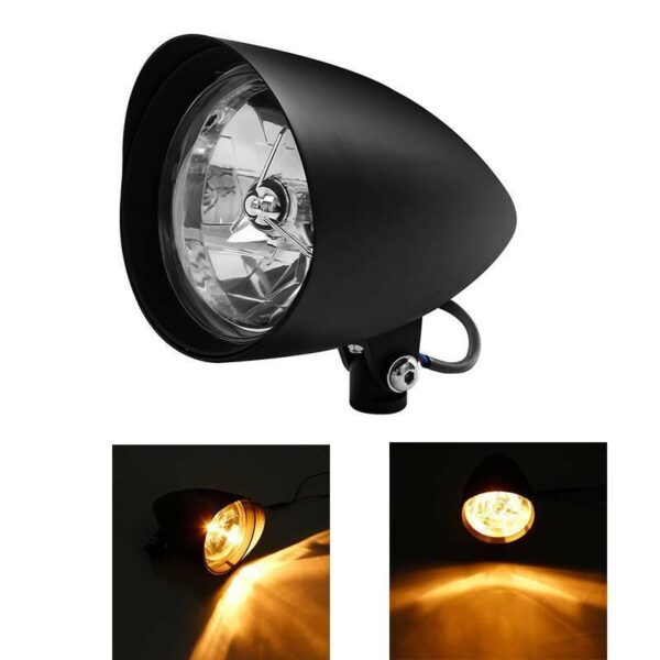 <span style="color: #ffffff;">Headlights Visor Bullet Head Light Lamp Harley sportster dyna - Black</span>
